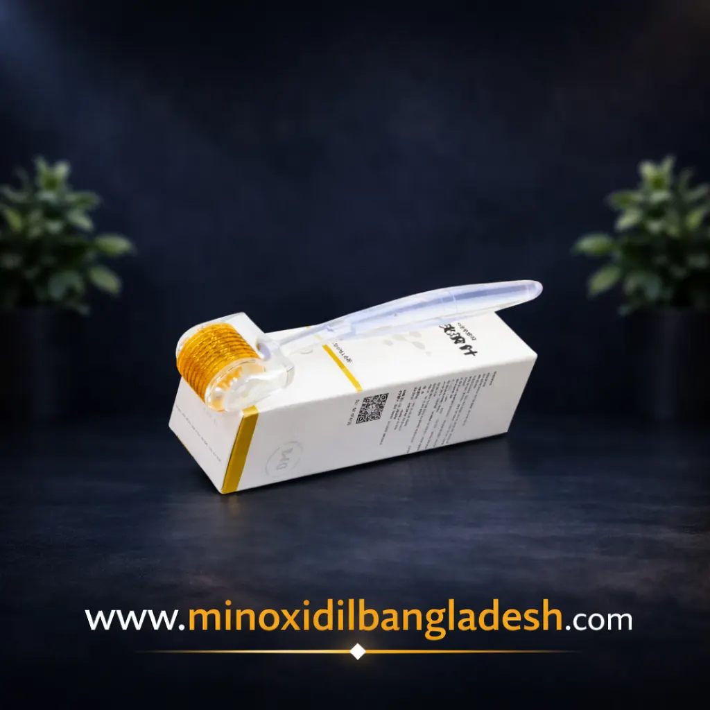 Esrun Ricco Golden Derma Roller 540 Needles – Home Microneedling Tool in Bangladesh