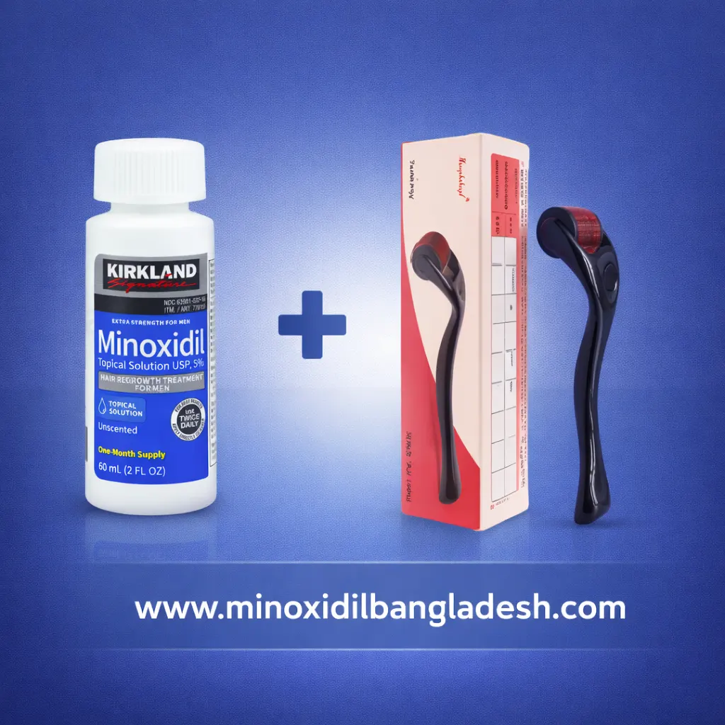 Kirkland Minoxidil 5% + Menqshahayd 540 Needles Derma Roller (কম্বো প্যাক)