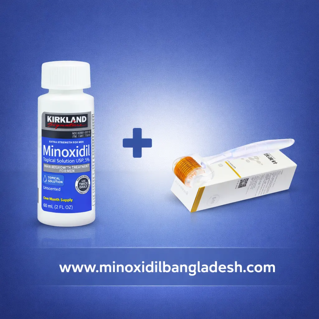 Kirkland Minoxidil 5% + Ersun Ricco Golden 540 Needles Derma Roller (কম্বো প্যাক)