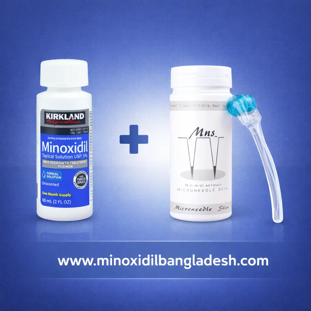Kirkland Minoxidil 5% + MNS  Titanium 192 Needles Derma Roller (কম্বো প্যাক)