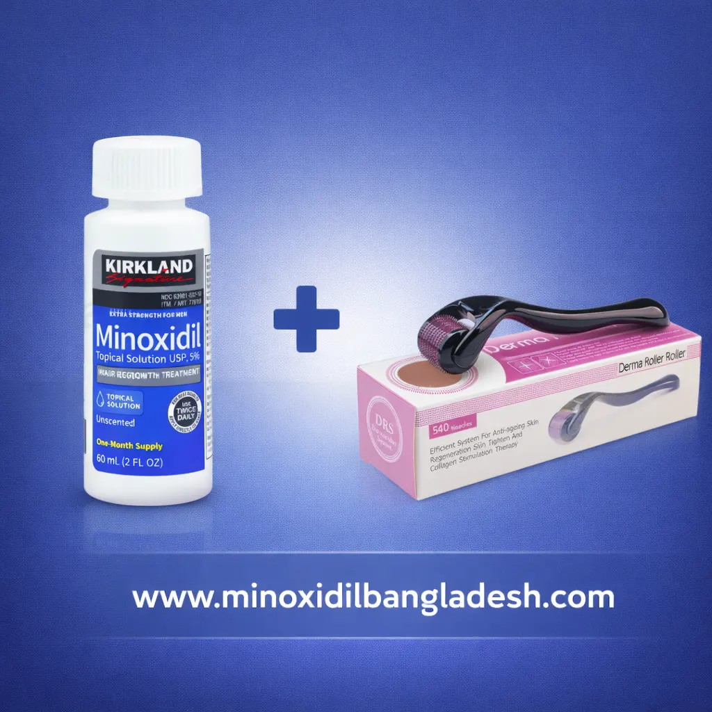 Kirkland Minoxidil 5% +  Derma Roller System 540 Needles  (কম্বো প্যাক)