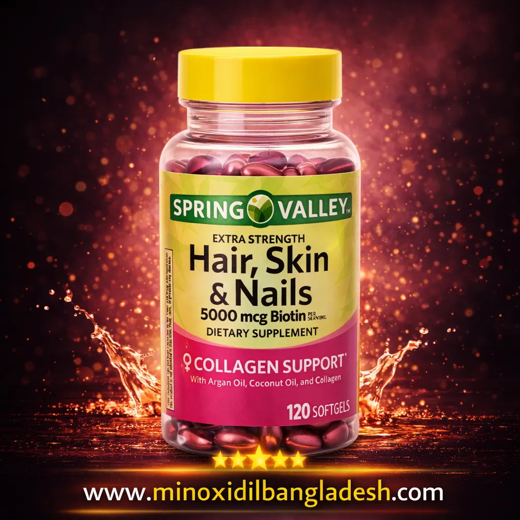Spring Valley Extra Strength Hair Skin & Nails Collagen Support Softgels, 5000 mcg Biotin, 120 Count