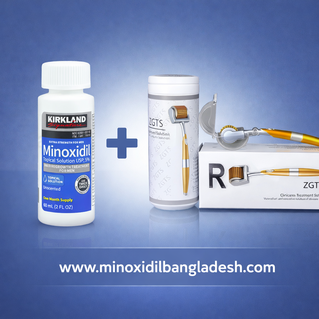 Kirkland Minoxidil 5% + Zgts Golden Titanium 192 Needles Derma Roller (কম্বো প্যাক)