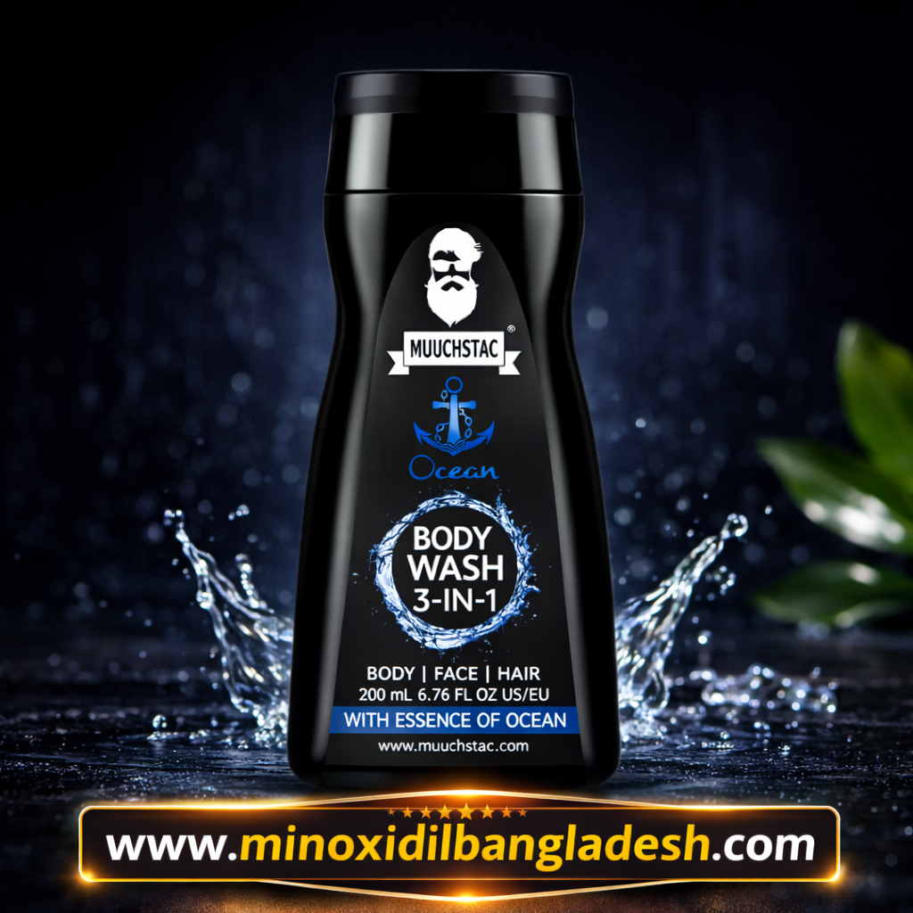 Muuchstac Ocean 3-in-1 Body Wash for Men – Refreshing Shower Gel, Shampoo & Face Wash 182ml
